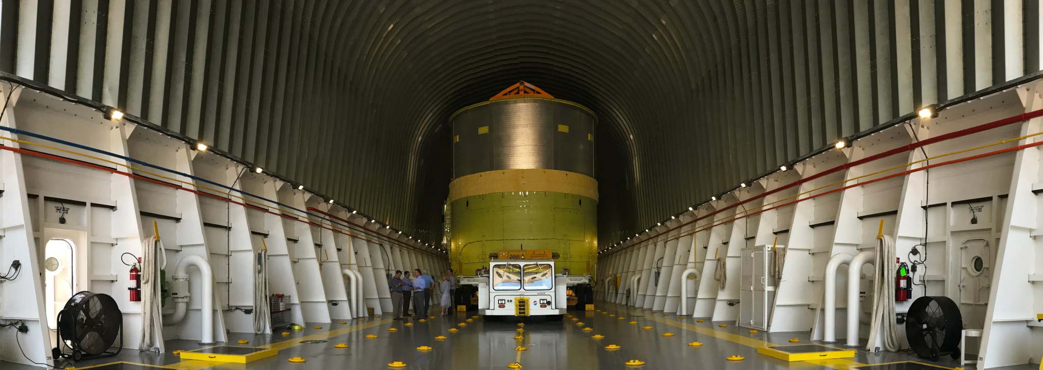 The core stage engine section structural test article for NASA's new heavy-lift rocket, the Space Launch System, arrived May 15.