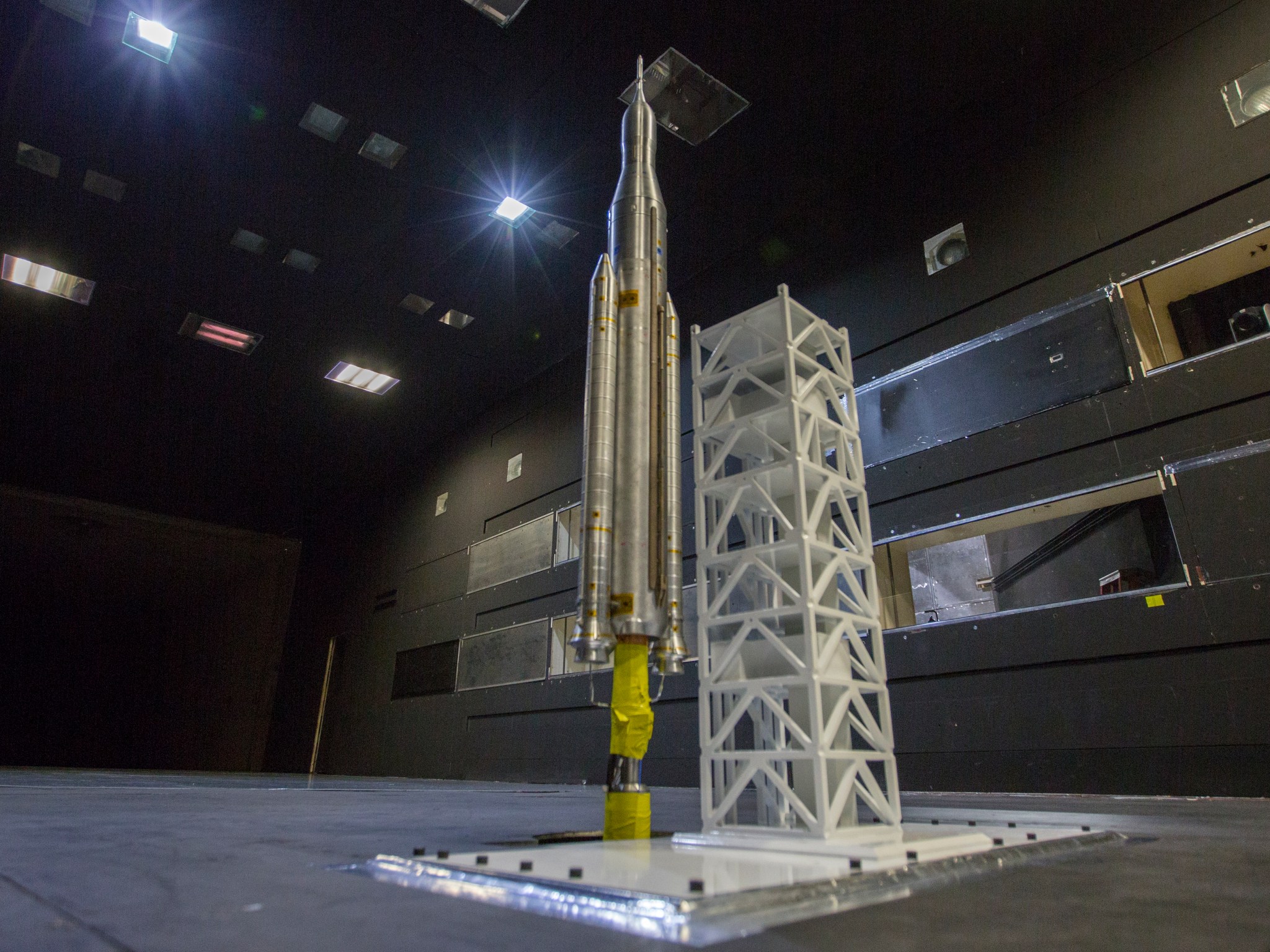 The 6-foot model of the SLS rocket 