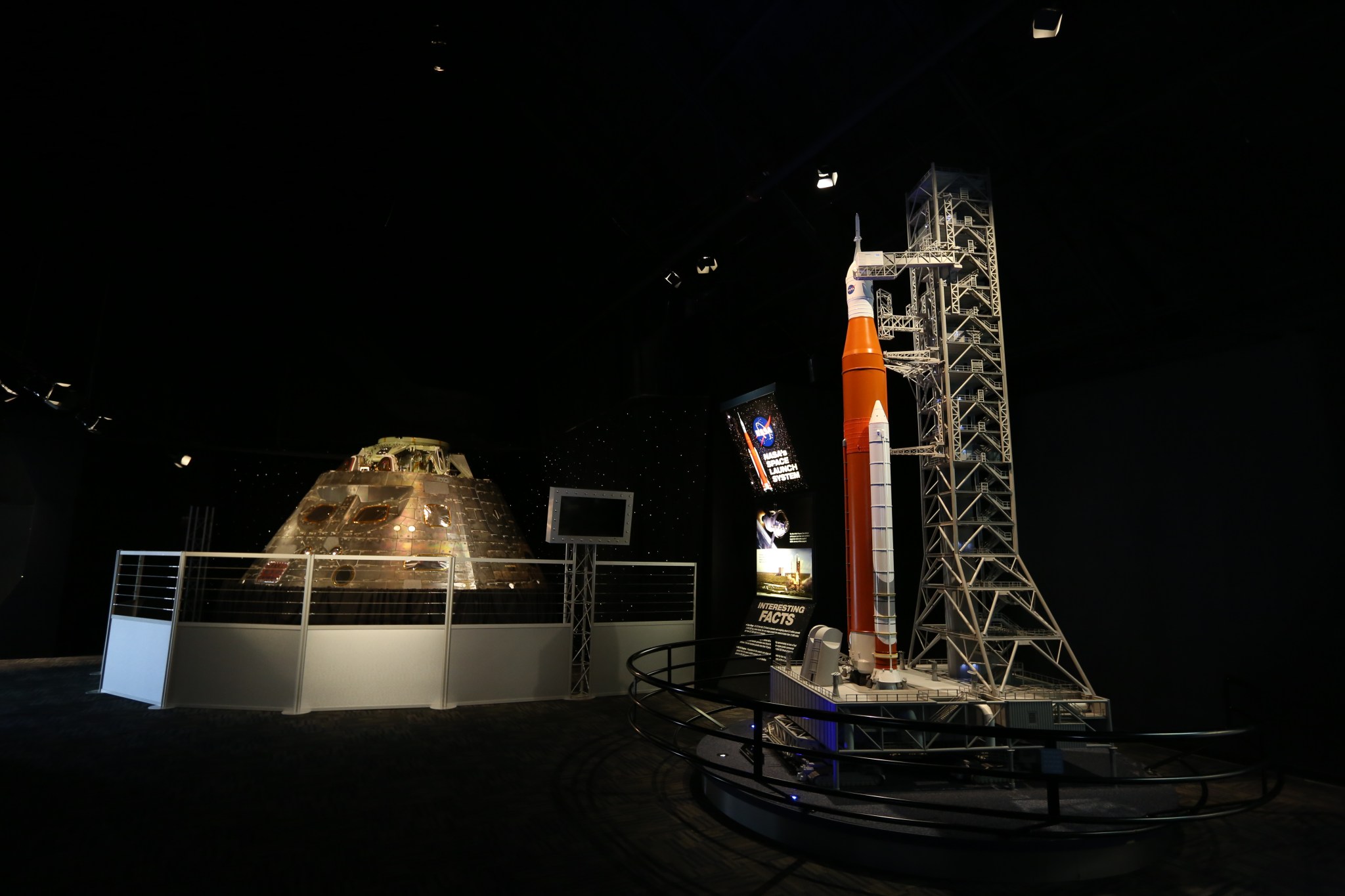 The Orion EFT-1 crew module is on display in the NASA Now exhibit at the Kennedy Space Center Visitor Complex.