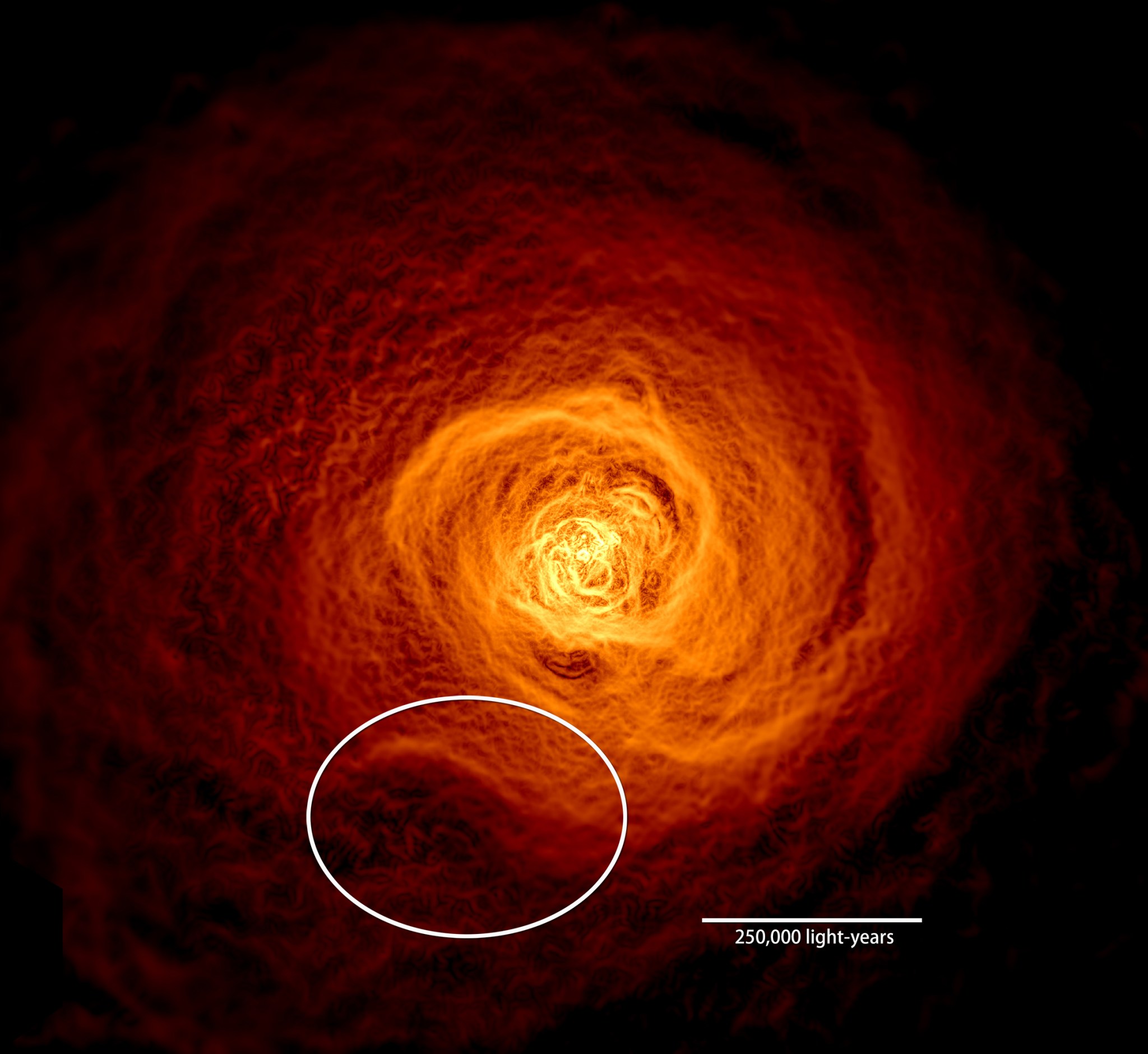 X-ray image of hot gas in Perseus galaxy cluster