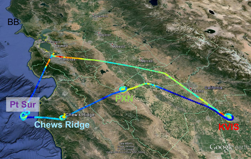 AJAX ozone flight map from 3 June 2016 CABOTS flight.