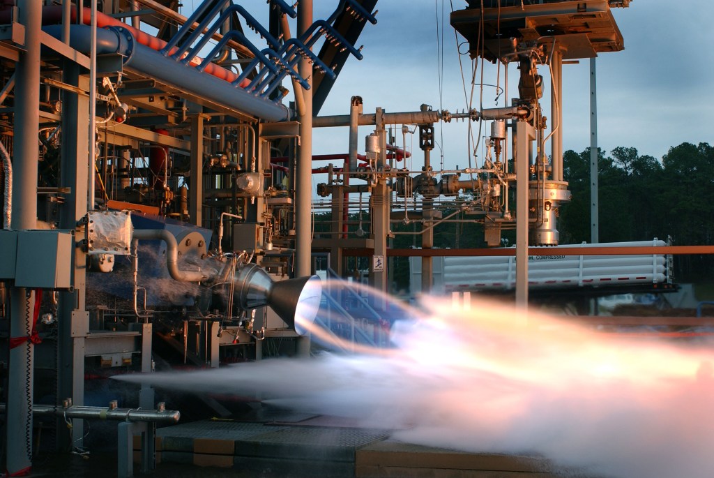 Next-generation pad abort demonstrator technology is tested by Boeing Rocketdyne at a test stand at NASA's Marshall Space Flight