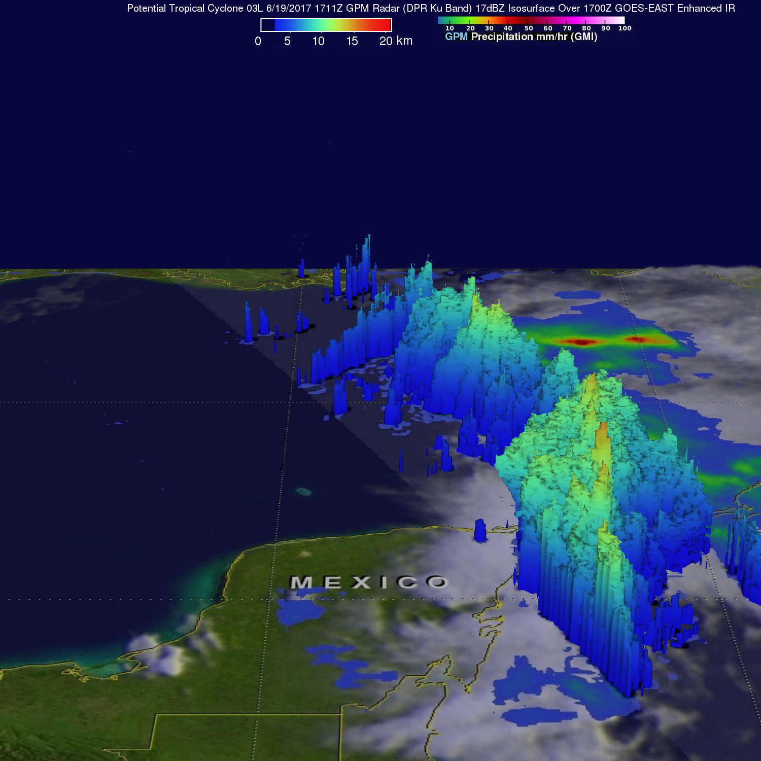 GPM 3-D image of Potential Cyclone 3