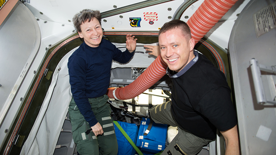 Astronauts Peggy Whitson and Jack Fischer