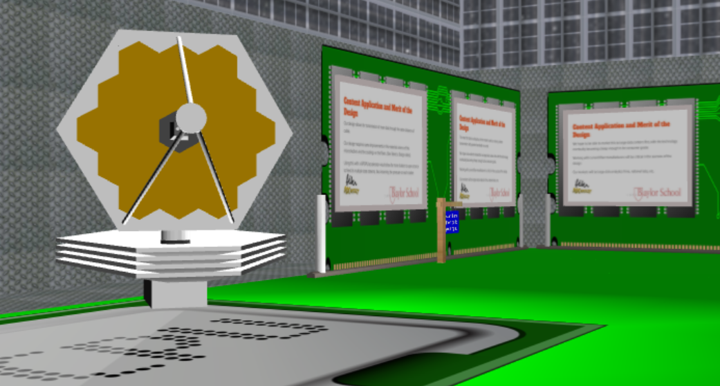 Model of NASA's James Webb Space Telescope created by the winning InWorld OPSPARC team.