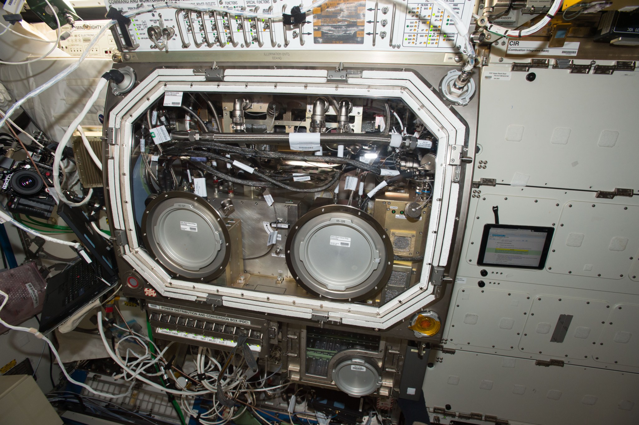 The Microgravity Science Glovebox on the International Space Station with the new window installed.