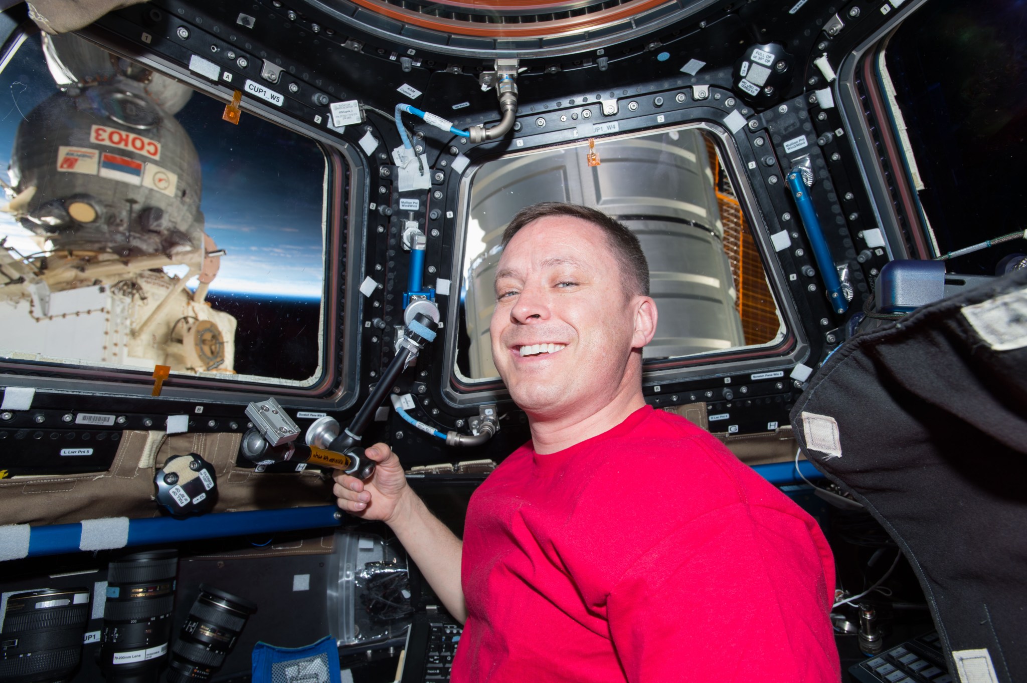 NASA astronaut Jack Fischer and the Soyuz and Cygnus Spaceships