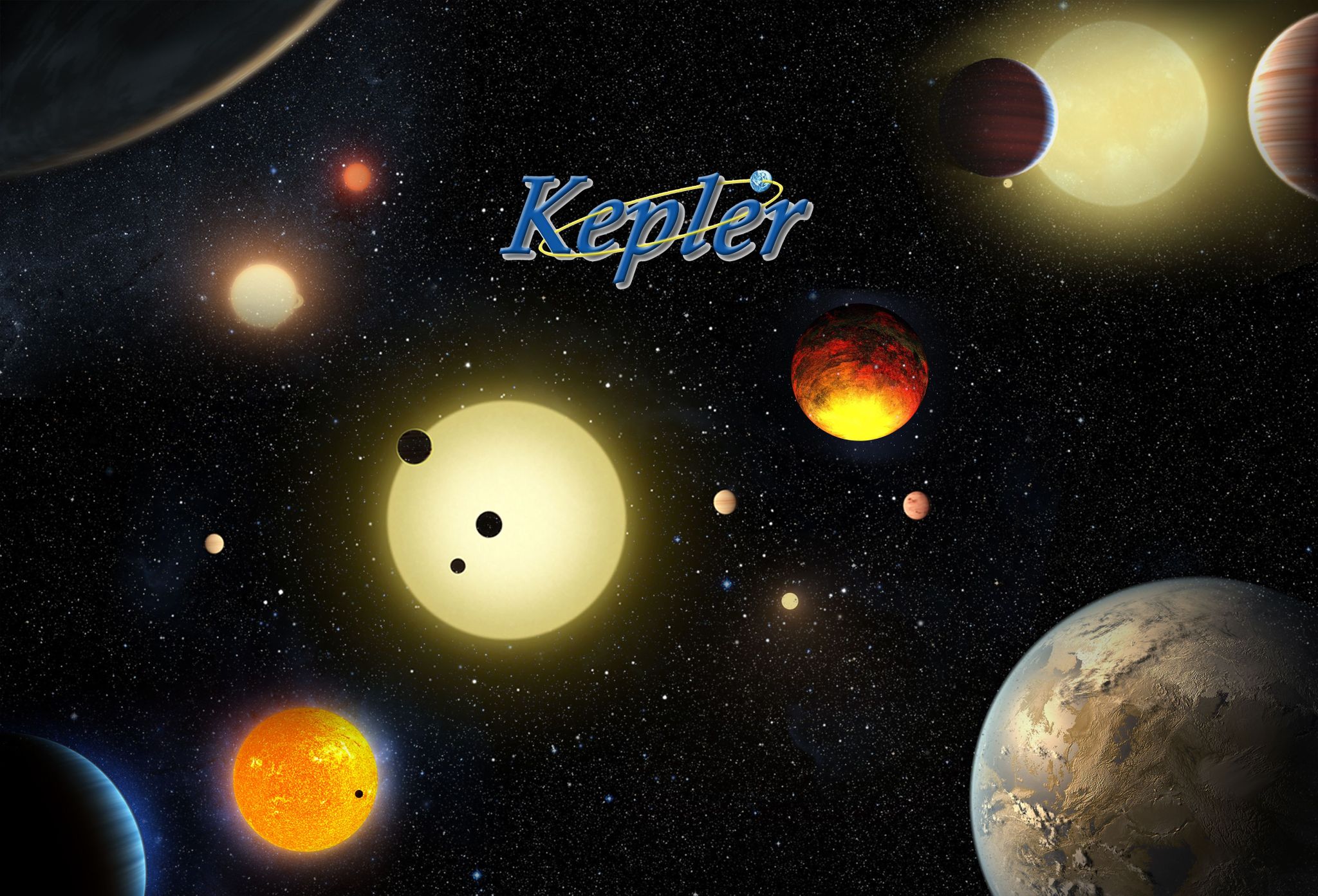 This illustration depicts a sample of the many planets discovered by NASA's Kepler space telescope.