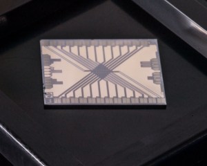 close-up view of a chip