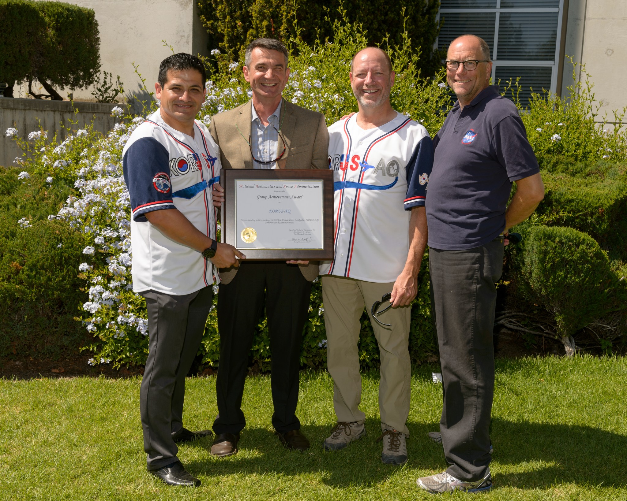 NASA 2017 Honor Award for KORUS-AQ outside at ARC