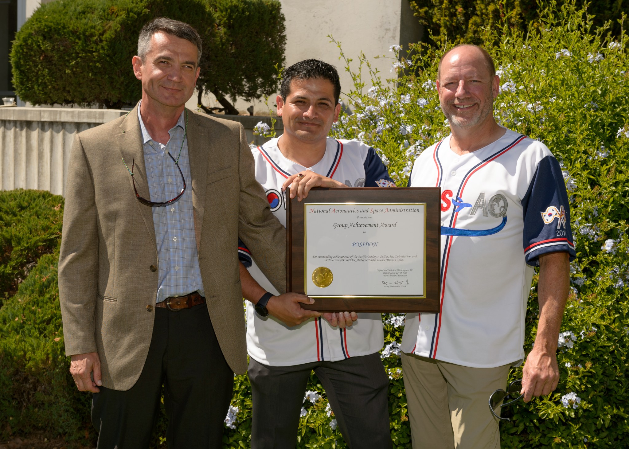 NASA 2017 Honor Award for POSIDON outside at ARC
