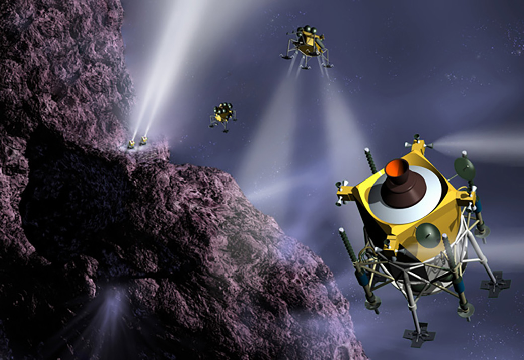 Artist concept of vehicles in space collecting energy.