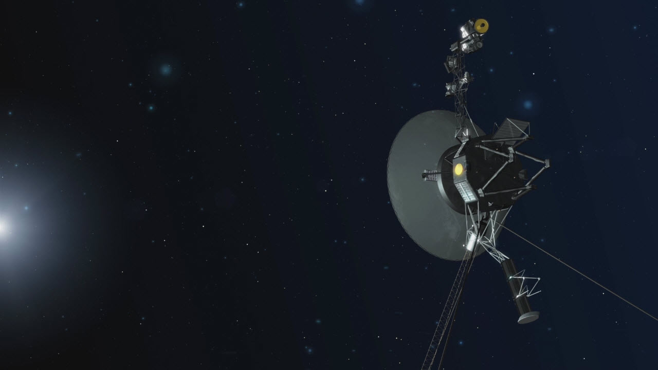 An artist concept depicting one of the twin Voyager spacecraft.