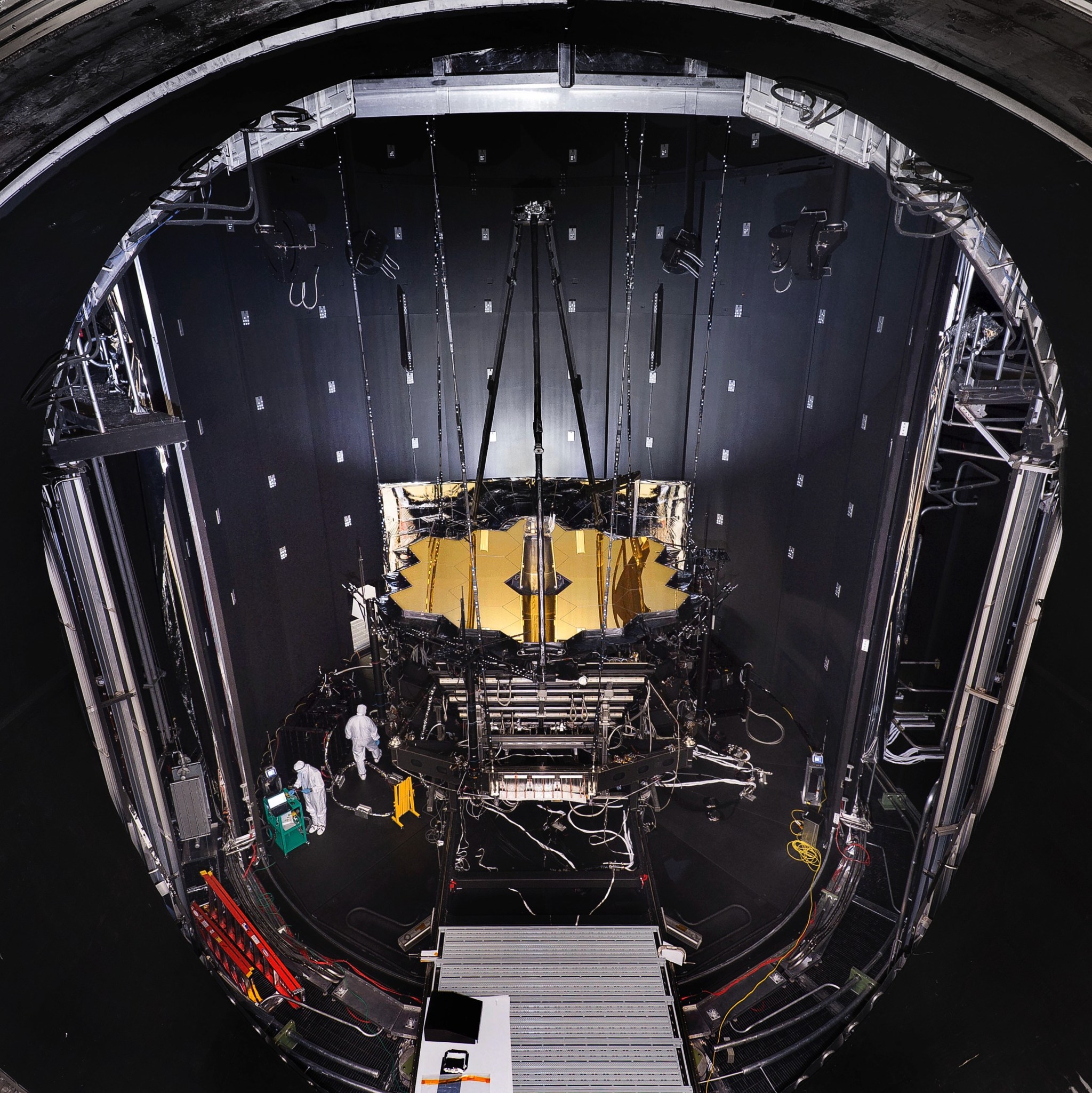 James Webb Space Telescope primary mirror in Chamber A at NASA Johnson