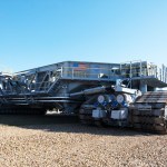 NASA's crawler-transporter - a six-million-pound steel vehicle used to carry NASA's Space Launch System rocket and Orion spacecraft to the launch pad.