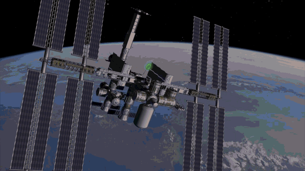animation depicting communication among ISS, TDRS and ground station