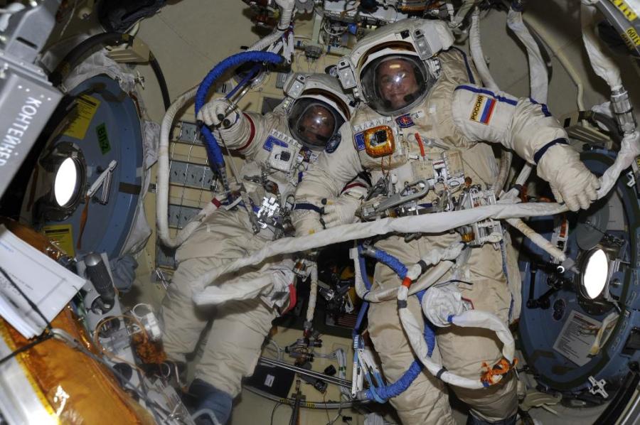 Cosmonauts Fyodor Yurchikhin and Sergey Ryazanskiy