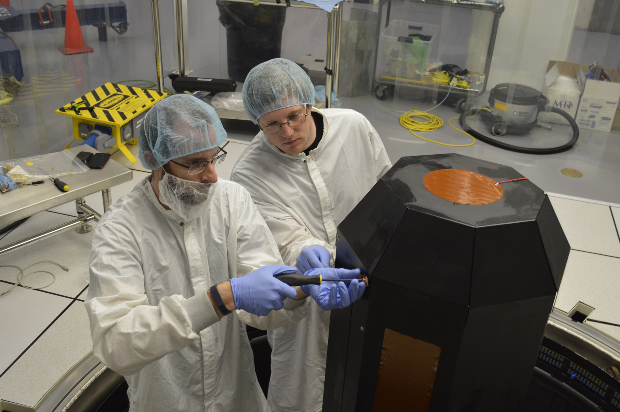 Archinaut project manager Eric Joyce, left, and fellow Made In Space engineer Deejay Riley.