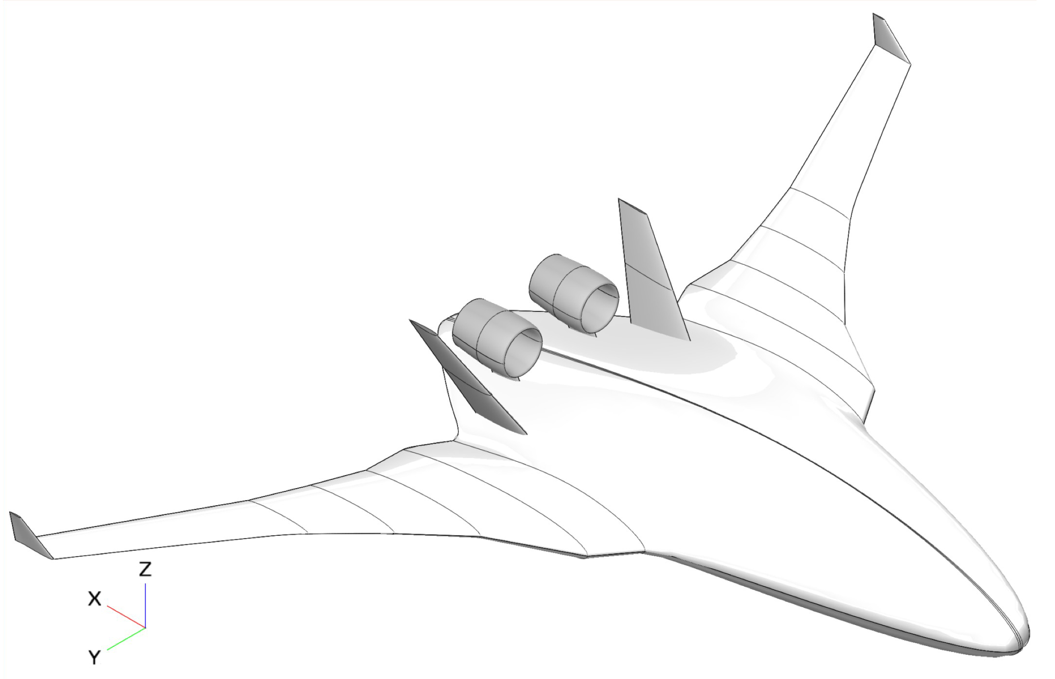 Line drawing of the BWB aircraft.