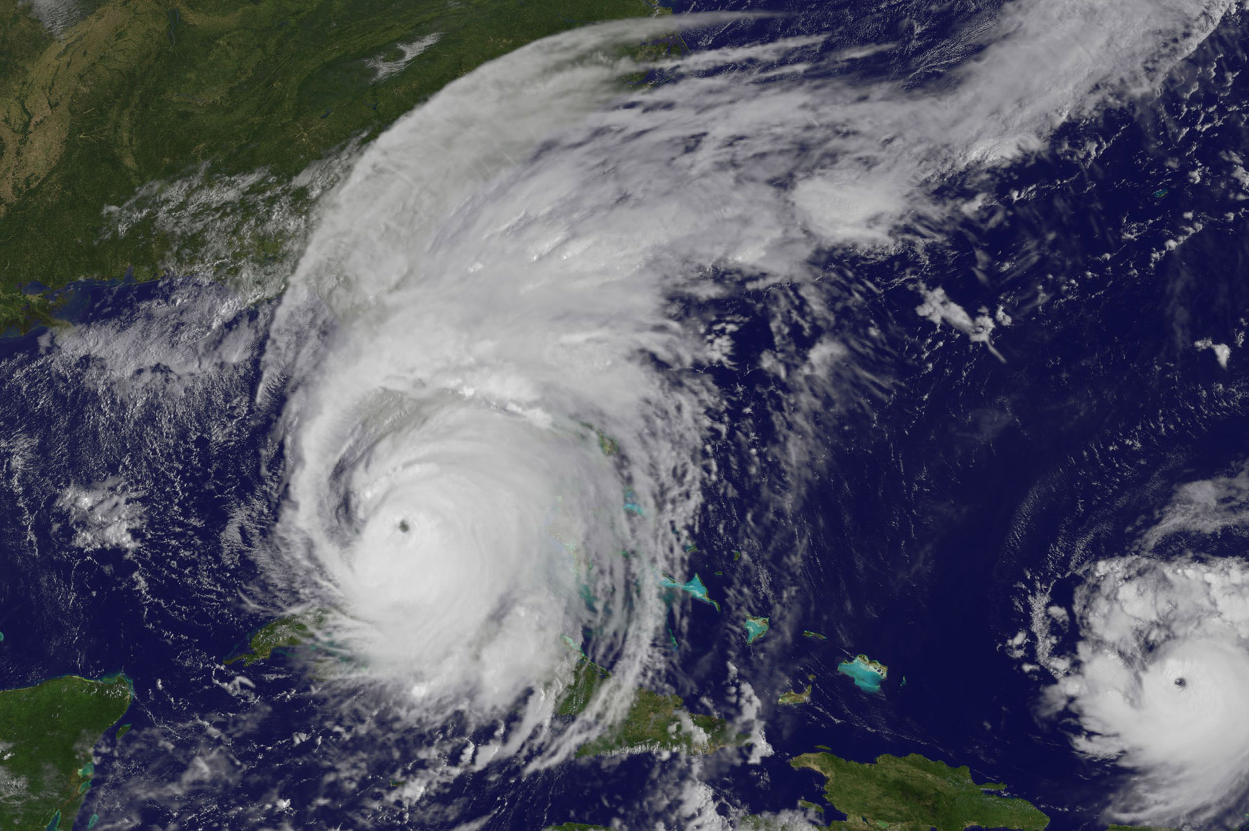 Satellite image of Irma, a swirling mass of clouds over Florida.