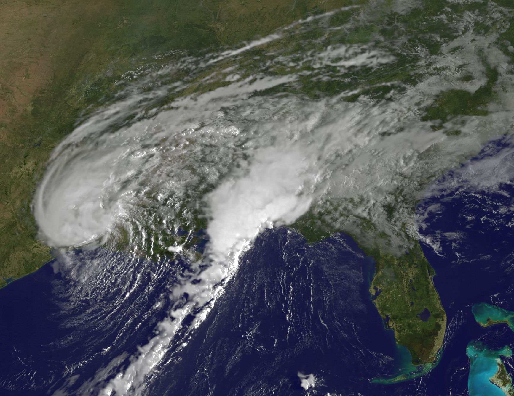Satellite image of Harvey as it made landfall over the Texas coast.