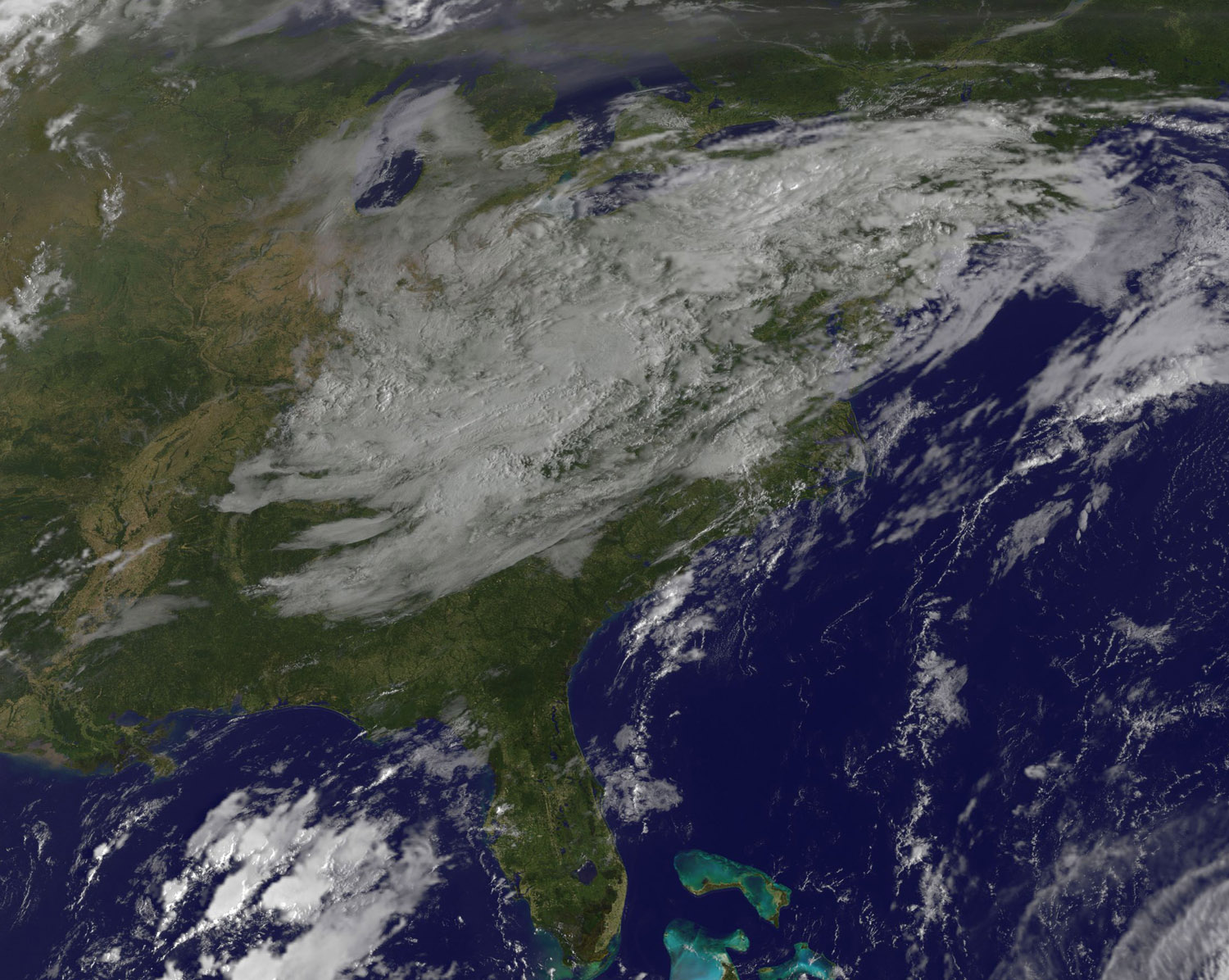 Satellite image of Irma, a mass of clouds over the eastern central US.