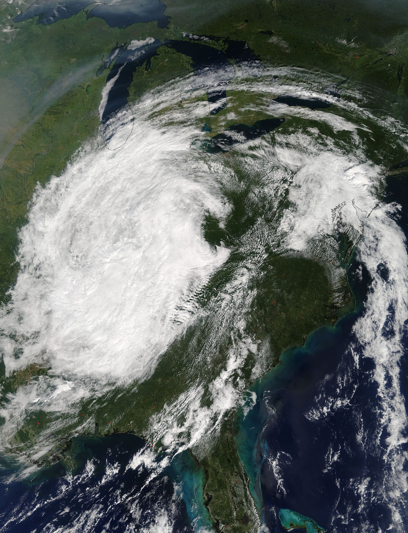 Satellite image of Irma, a huge mass of clouds over the central US.