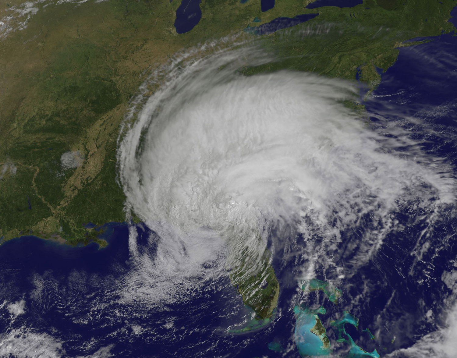Satellite image of Irma, a cloud mass over the eastern US.