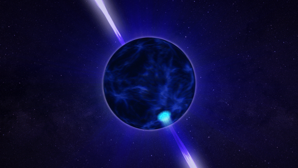 animation showing aspects of a pulsar