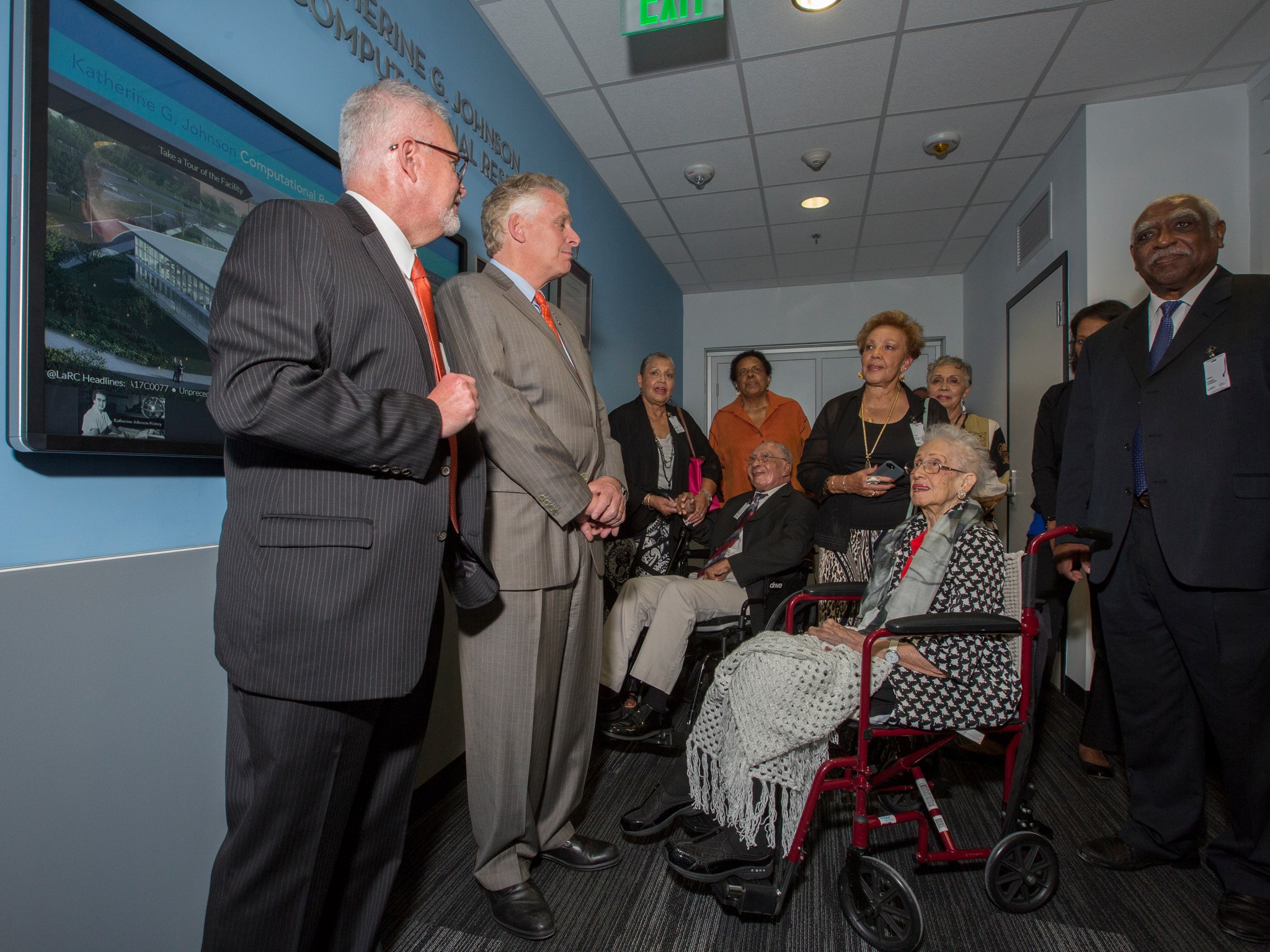 Johnson and her family see the entrance of the new Computational Research Facility.