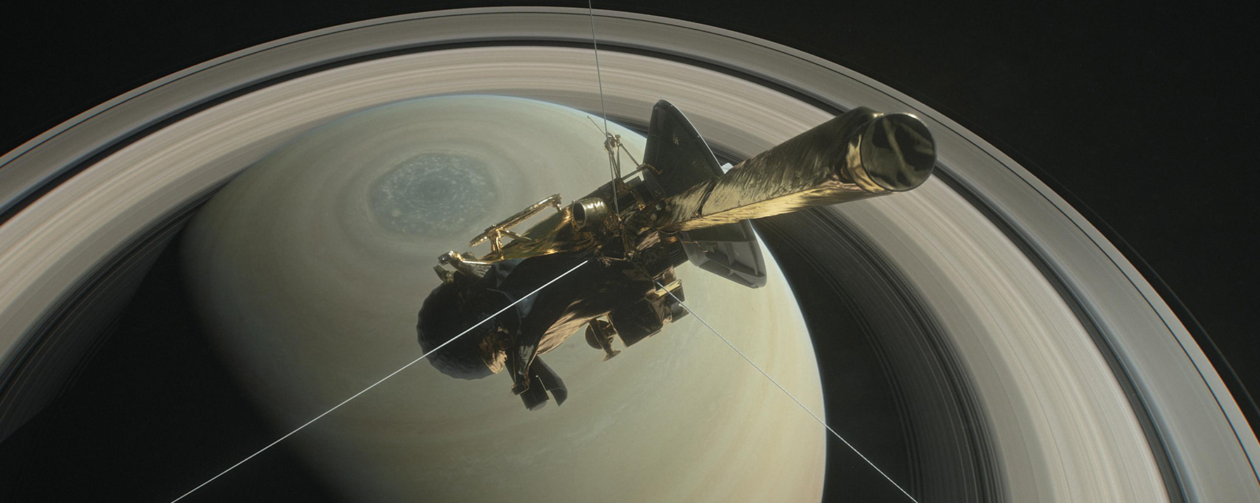 Artist Concept of Cassini Spacecraft Orbiting Saturn