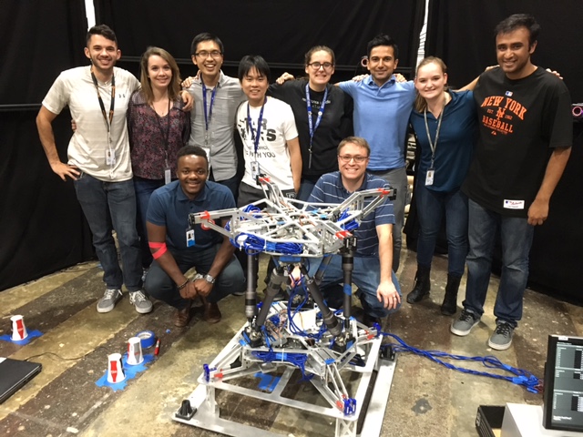 Dr. Erik Komendera, bottom right, and his team of interns celebrate a successful NINJAR 2.0 demonstration at Langley. 
