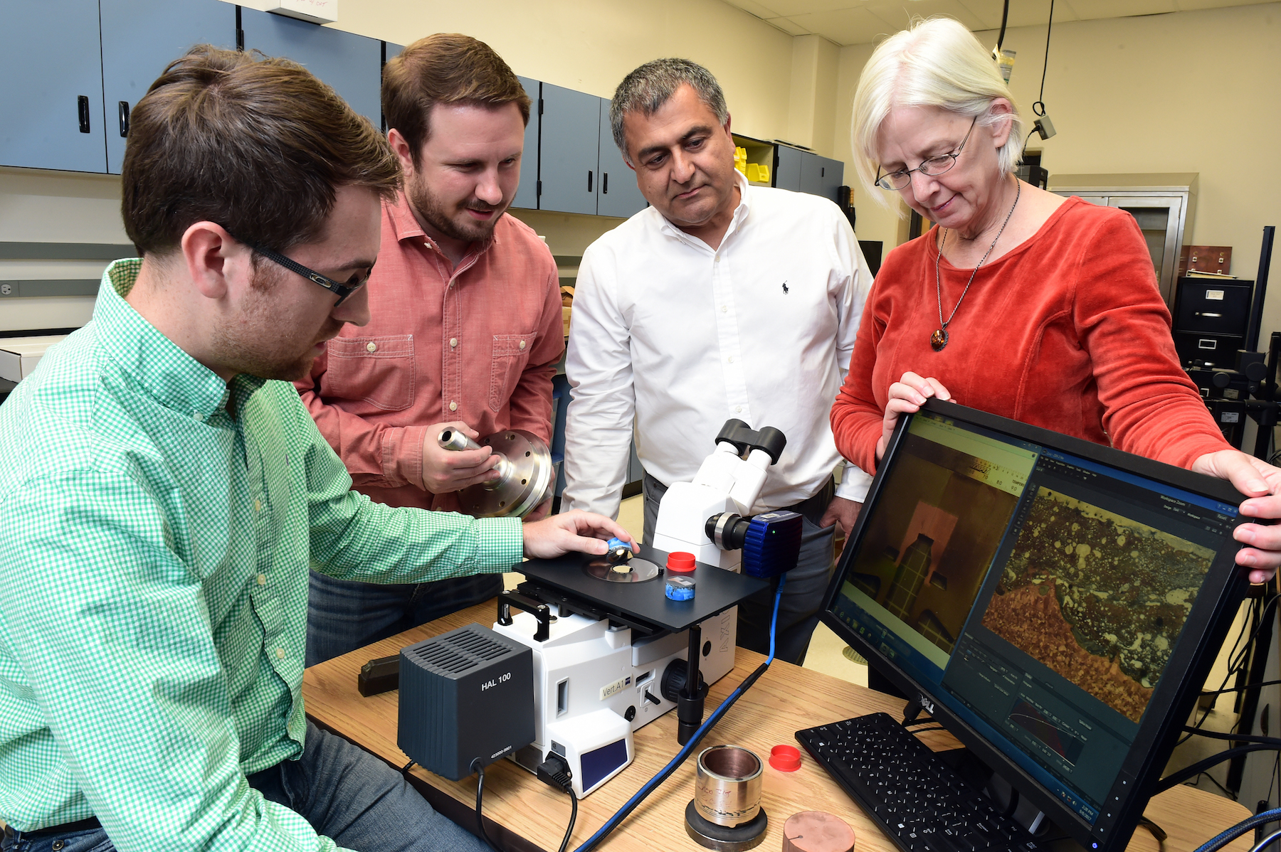 Majid Babai (center), along with Dr. Judy Schneider, and graduate students Chris Hill and Ryan Anderson.
