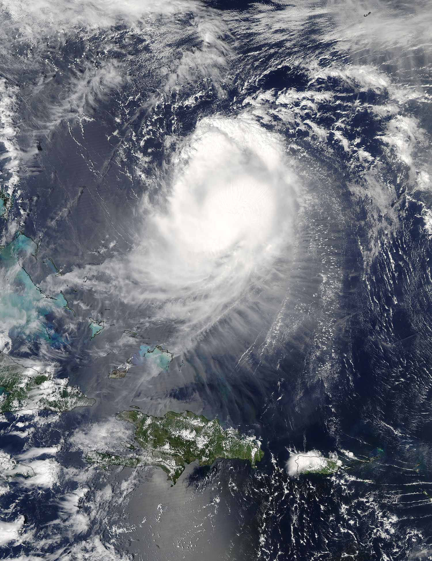 Satellite image of Jose, a mass of clouds in the Atlantic Ocean.