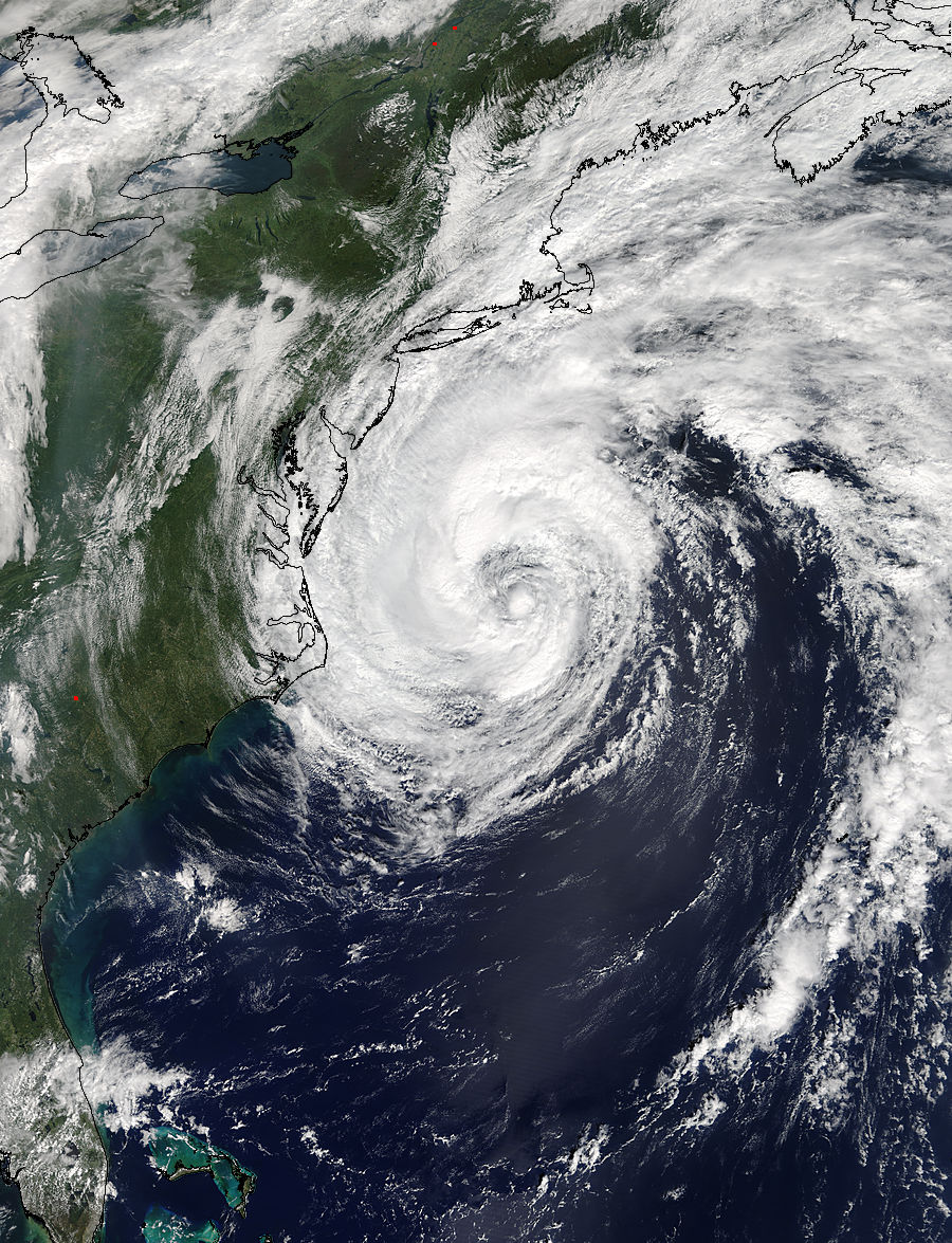 Satellite image of Jose, a swirling cloud mass over the US Atlantic coast.