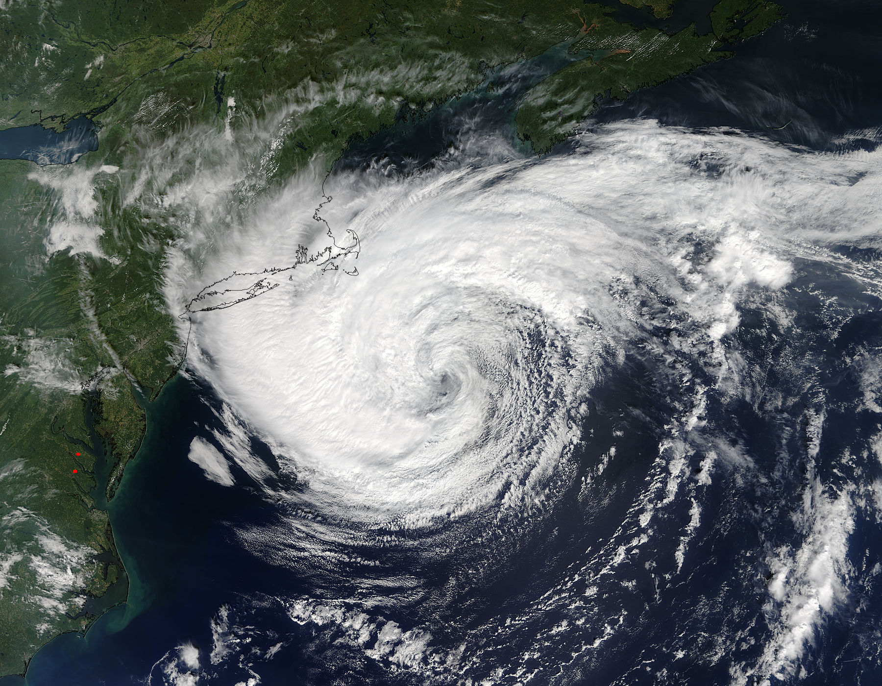 Satellite image of Jose as it made landfall in the US Atlantic coast.