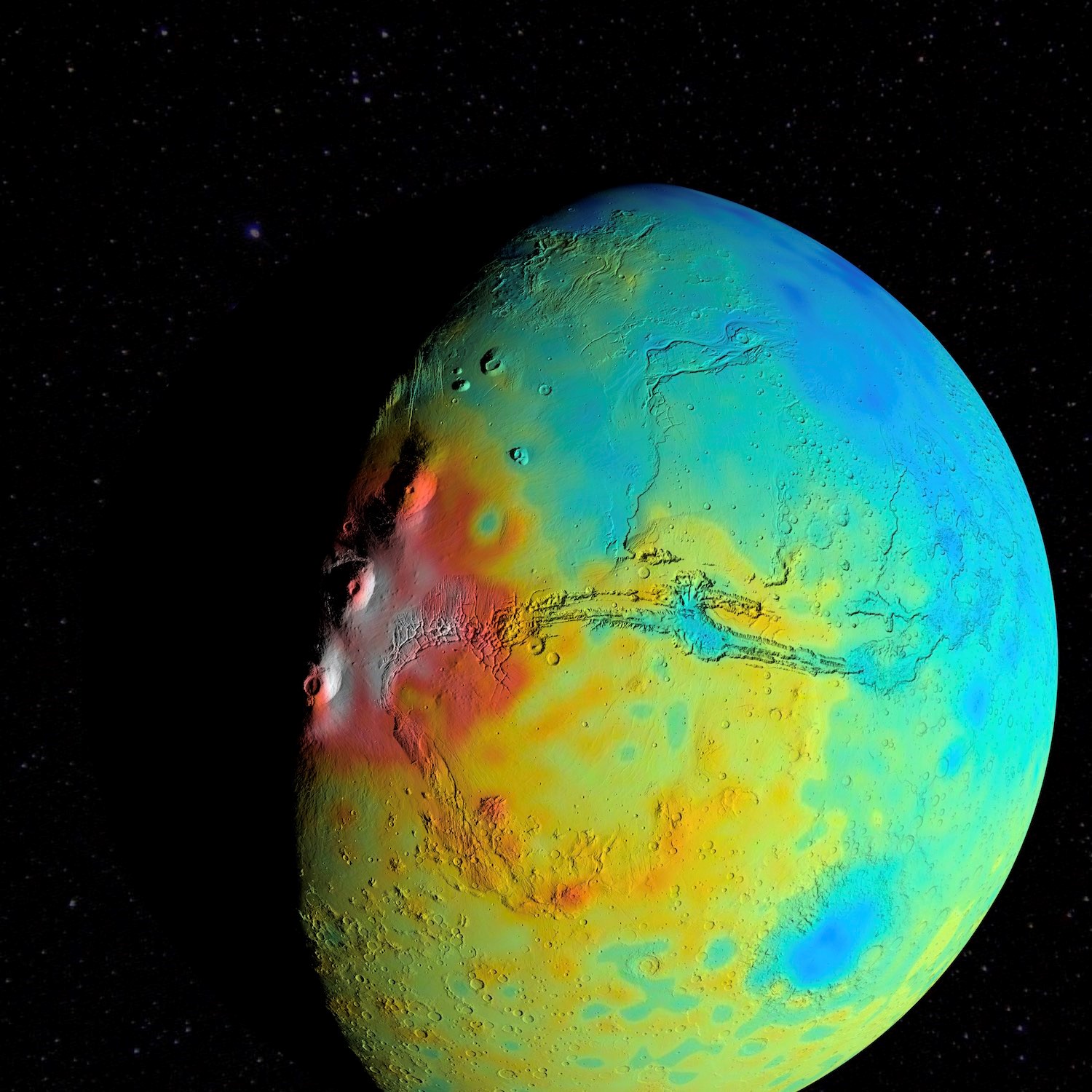 Mars crust thickness map