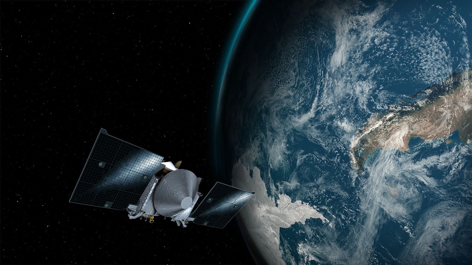 OSIRIS-REX flying past Earth.