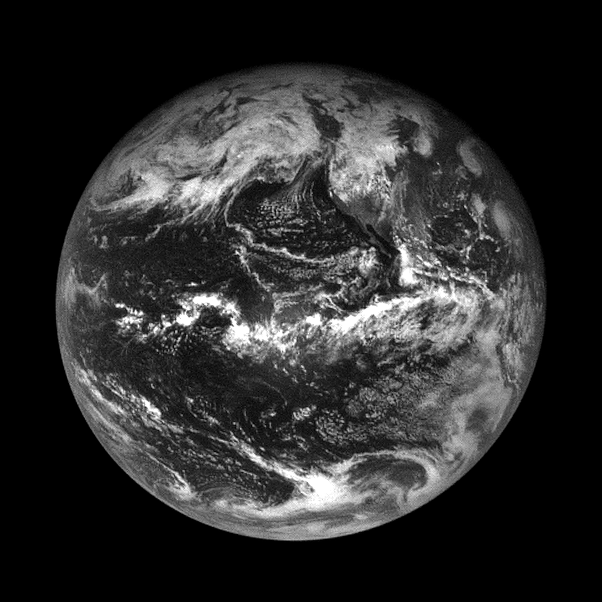 black and white image of earth