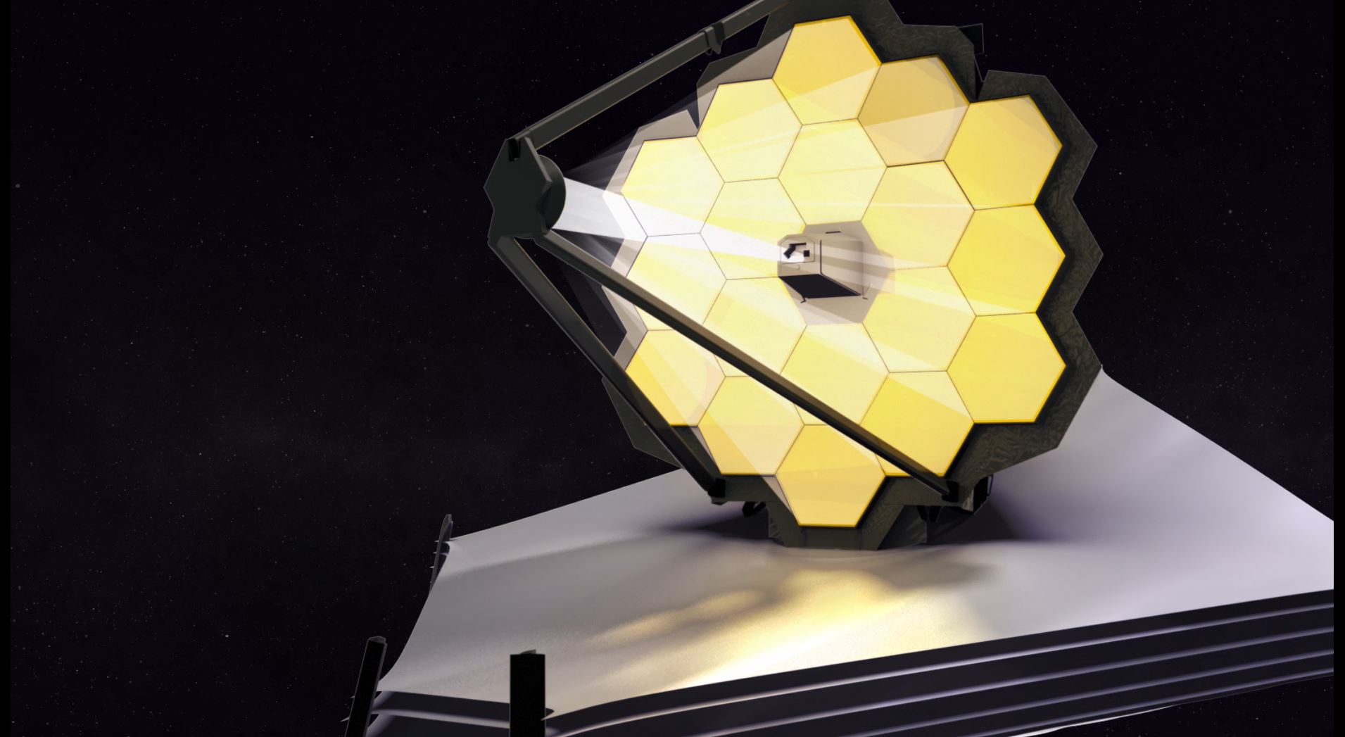 artist's rendering of the Webb telescope in space