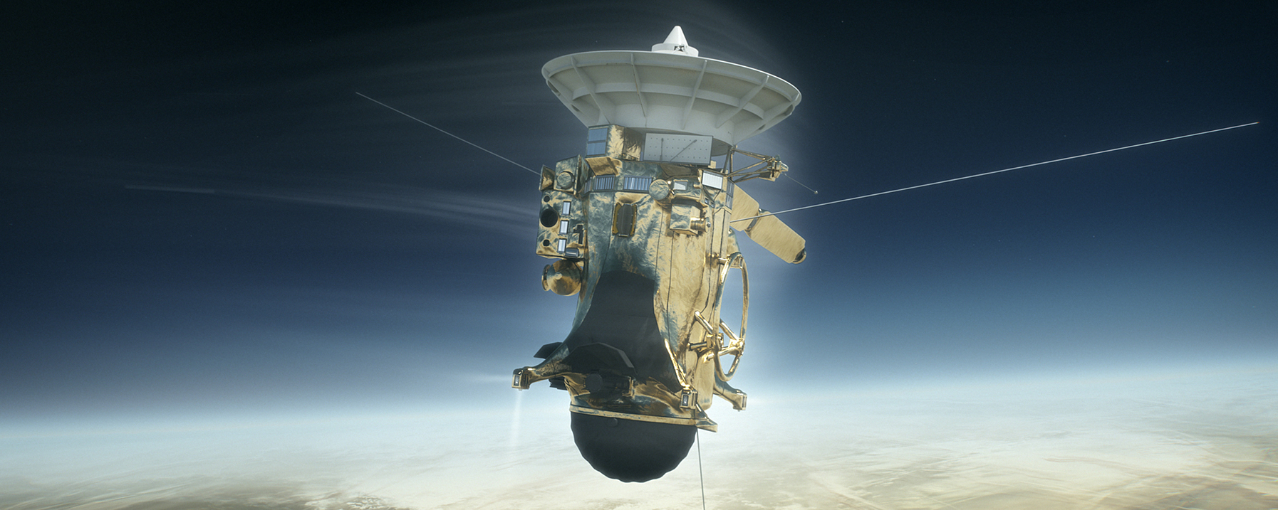 Artist Concept of Cassin Spacecraft Entering Saturn's Atmosphere