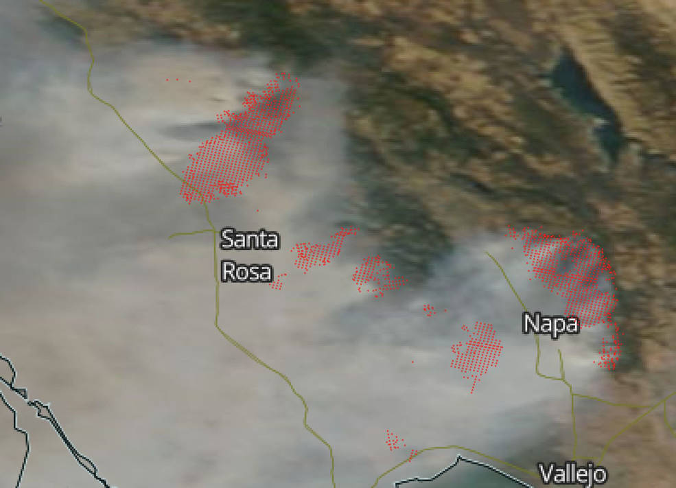 Fires in Napa Valley CA