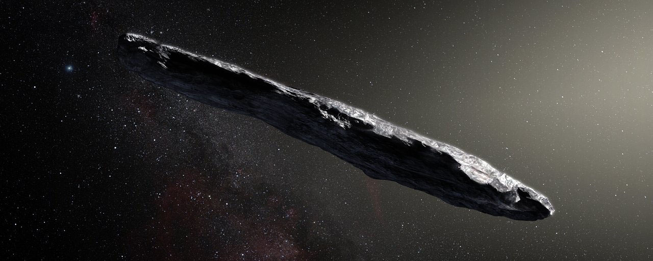 Artist’s concept of interstellar asteroid 1I/2017 U1 (‘Oumuamua) as it passed through the solar system after its discovery in Oc