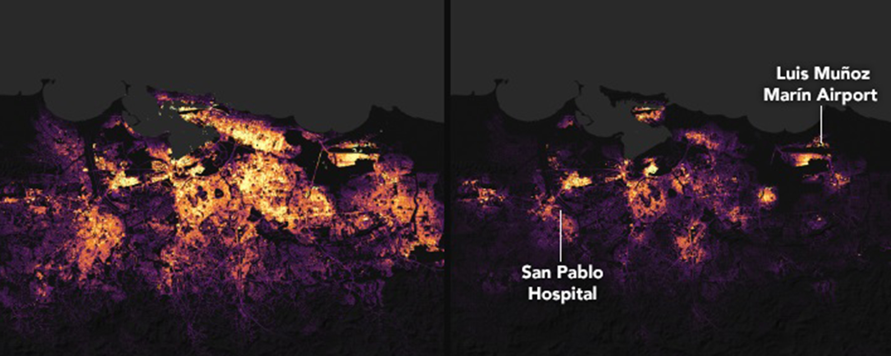 Puerto Rico Lights Before and After Hurricane
