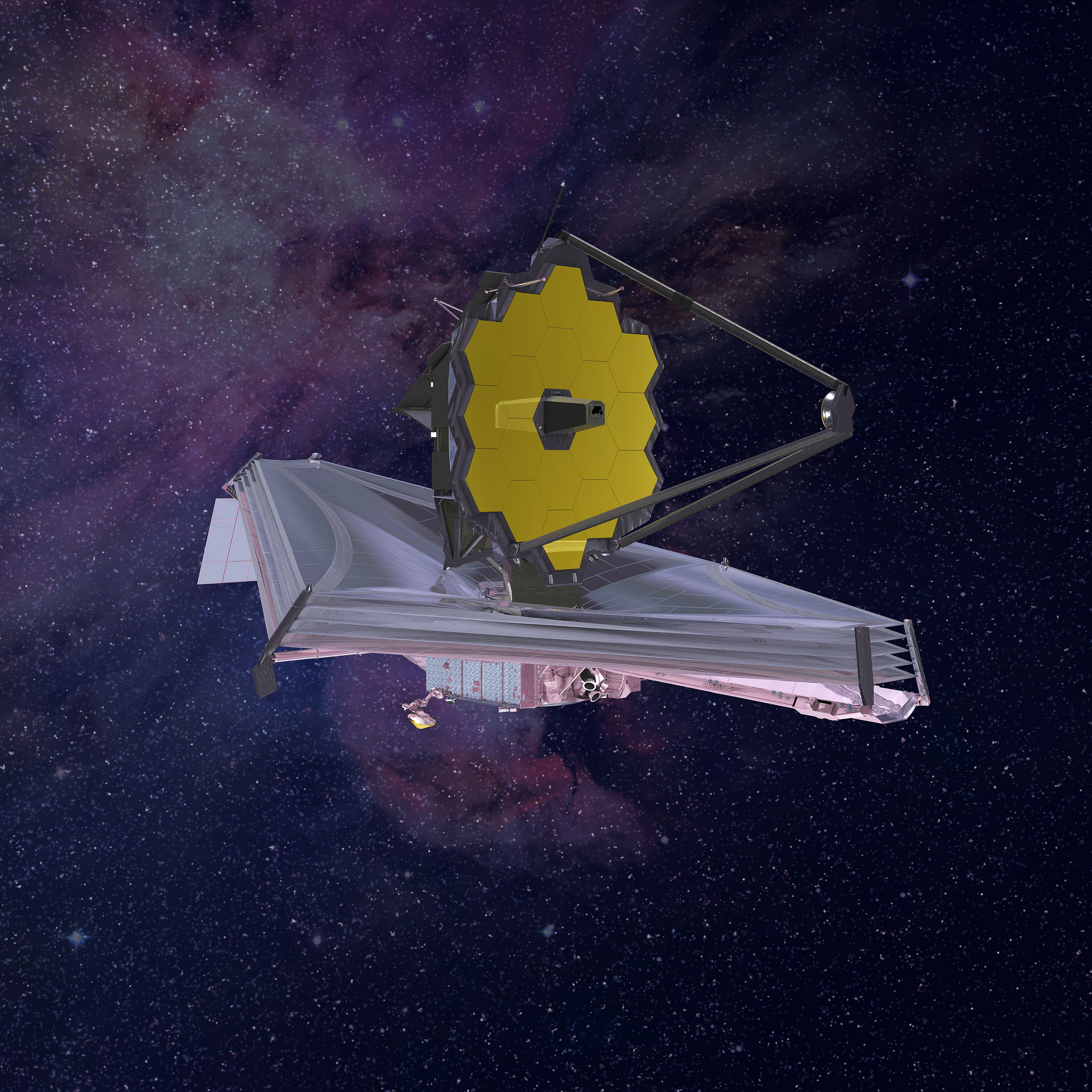Artist’s conception of NASA’s James Webb Space Telescope in orbit.