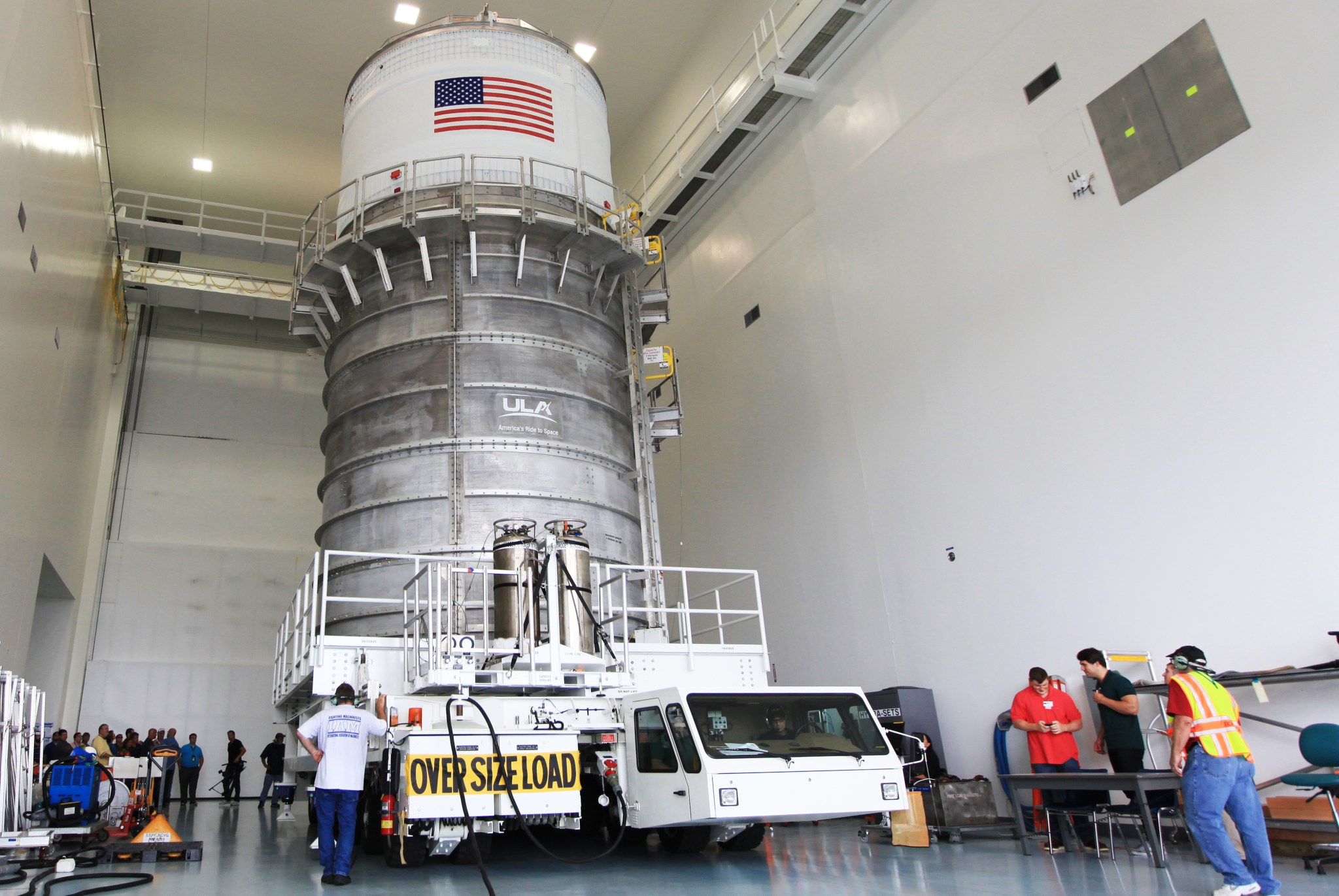 Interim Cryogenic Propulsion Stage moved inside the Space Station Processing Facility