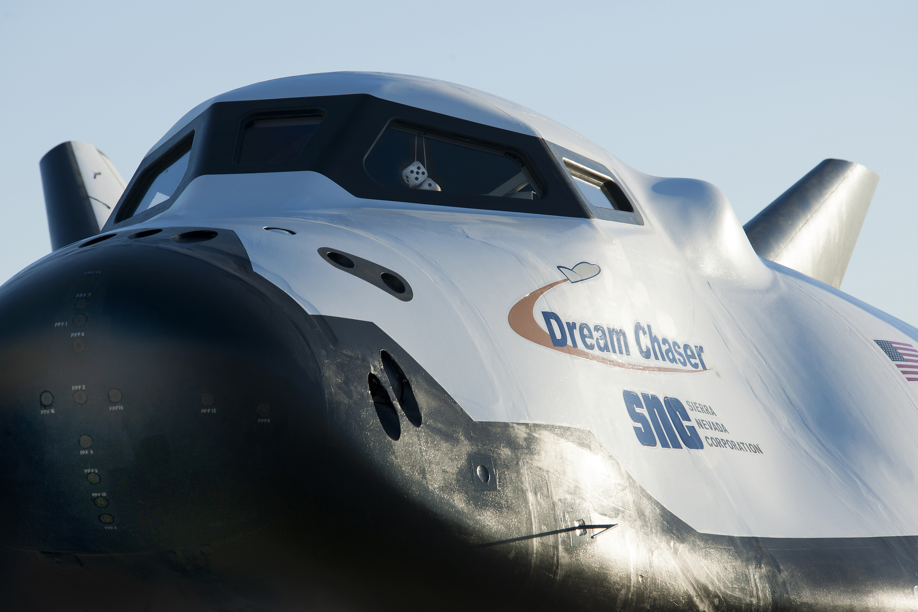 Sierra Nevada Corp?s Dream Chaser posed on ramp at sunrise at NASA Armstrong Flight Research Center.