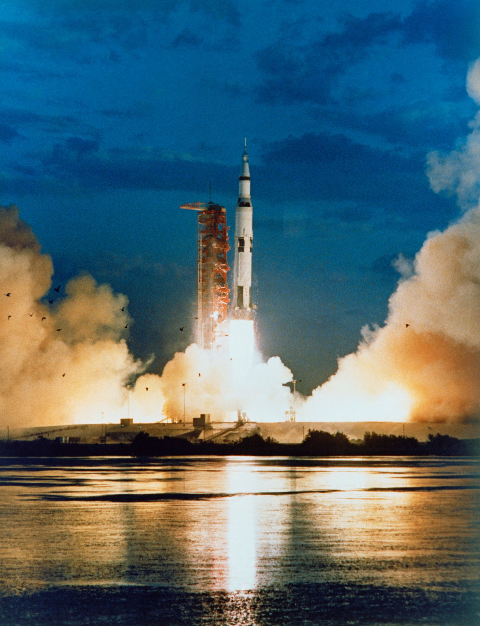 Launch of Apollo 4 atop the first Saturn 5 Moon rocket.