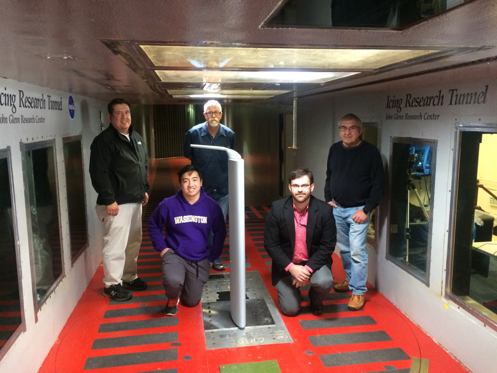 Robert Dahlgren and Sean Lam are testing a trio of UAS in the Icing Research Tunnel at the NASA Glenn Research Center.