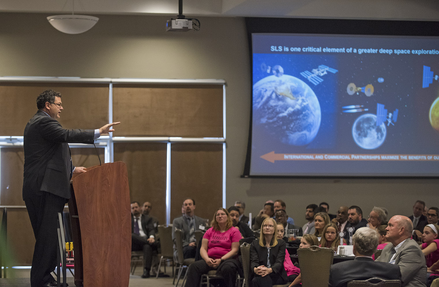 Todd May, director of NASA's Marshall Space Flight Center, closed out the 2017 National Space Club Huntsville breakfast Nov. 14.